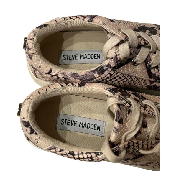 Steve Madden Women's Berties Pink Blush Snakeskin Platform Leather Sneakers 5.5M - Picture 7 of 9